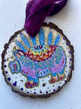 Load image into Gallery viewer, Goddess Within - Whimsical Pig Art Wood Ornament with Velvet Ribbon
