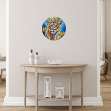 Load image into Gallery viewer, NEW Round Metal Print of Quiet Strength Lion Lioness Oil Painting METAL PRINT
