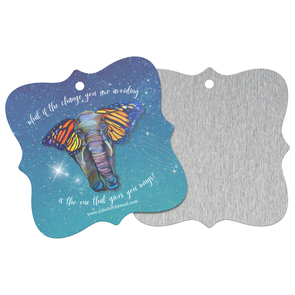 metamorphosis elephant painting with butterfly ears wings inspirational gift ornament christmas holidays motivational magic