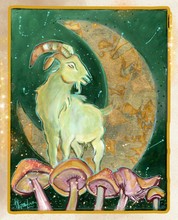 Load image into Gallery viewer, NOTE CARDS Set of 10 FREE SHIPPING (5) Pig and (5) Goat with Golden Moon - Blank Inside "Asleep or Awake I Dream of You" and "Essence of Existence"