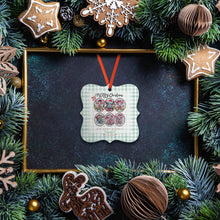 Load image into Gallery viewer, merry Christmas and piggie goodwill holiday ornament with watercolor pig art allie for the soul