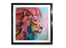 Load image into Gallery viewer, safari art lion wildlife colorful bol animal art