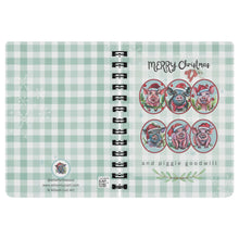 Load image into Gallery viewer, pig art pig lover pig rescue kindness merry christmas and piggie goodwill santa hat pigs watercolor art on journal pig notebook journaling allie for the soul