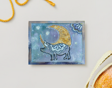 Load image into Gallery viewer, NOTE CARDS Set of 10 FREE SHIPPING Pig with Golden Moon - Blank Inside "Asleep or Awake I DReam of You"