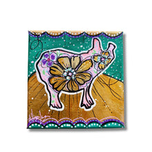 Load image into Gallery viewer, Summer Collection Spirit Awakening Piggie with Gold Leaf 5 x 5 Original Painting