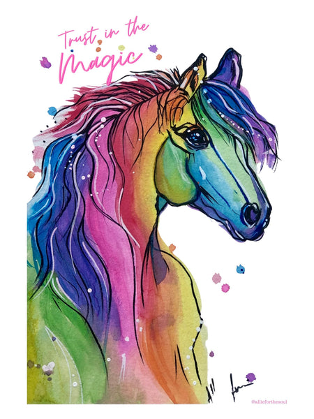 Trust in the Magic Bright & Colorful Horse Fine Art Print - 2 Sizes - Allison Luci Art