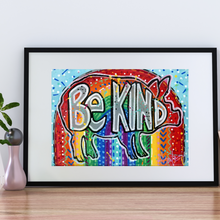 Load image into Gallery viewer, Be Kind Rainbow Pig Art PAPER Giclee PRINT - Multiple Size