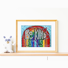 Load image into Gallery viewer, Be Kind Rainbow Pig Art PAPER Giclee PRINT - Multiple Size