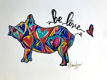 Load image into Gallery viewer, Pig Love Heart Art Giclee Print on Illustration Board 7” x 9”