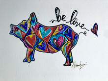 Load image into Gallery viewer, Pig Love Heart Art Giclee Print on Illustration Board 7” x 9”