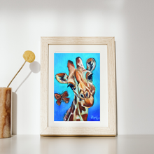 Load image into Gallery viewer, “Betty” Giraffe with Butterfly Fine Art Paper Print