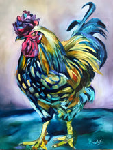 Load image into Gallery viewer, Helene, the Chicken Queen Original Oil Painting 12” x 16” on Cradled Gessoboard
