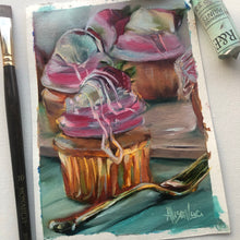 Load image into Gallery viewer, ART PRINT Sometimes You Just Need a Cupcake Original Oil Painting 4" x 6" on Paper PRINT STOCK SALE
