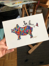 Load image into Gallery viewer, Pig Love Heart Art Giclee Print on Illustration Board 7” x 9”