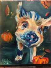 Load image into Gallery viewer, Mikey’s First Fall Pig Painting Fine Art Paper Print - PRINT STOCK SALE