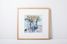 Load image into Gallery viewer, Heidi Cow with Flower Crown Giclee Fine Art Print PRINT STOCK SALE