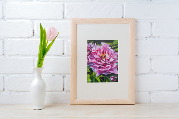 Live Life in Full Bloom - Peony Oil Painting Print on Paper PRINT STOCK SALE