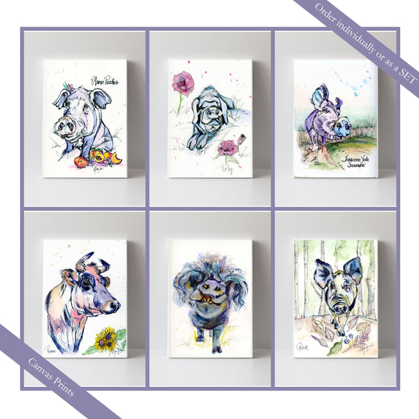 Canvas Prints, Individual or Set of 6 Sanctuary Babes from Odd Man Inn Animal Refuge