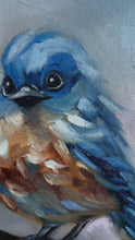 Load and play video in Gallery viewer, Bluebird Original Oil Painting “Keep a Song in Your Heart” 8”x8” FREE shipping