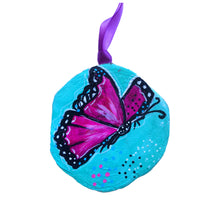 Load image into Gallery viewer, With Brave Wings Butterfly Tree Slice Ornament Hand Painted - Butterfly Spring Collection
