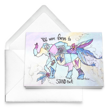 Load image into Gallery viewer, Inspirational Elephant Greeting Cards - Born to Stand Out; Set of 10, 30, 50