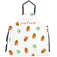Load image into Gallery viewer, Mind Your Peas and Carrots Kitchen Apron