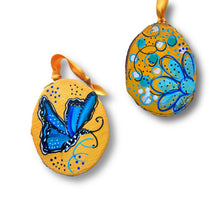 Load image into Gallery viewer, Flying Magic Butterfly Tree Slice Ornament Hand Painted - Butterfly Spring Collection