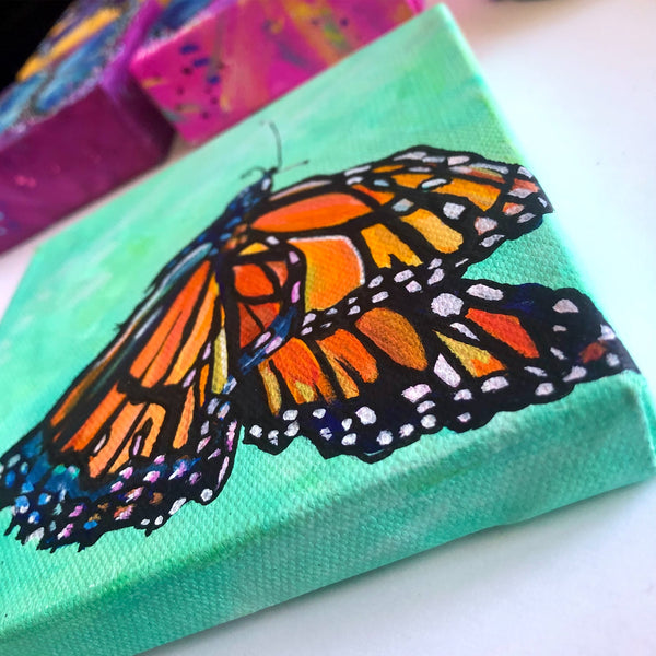 Butterfly Kiss 6" x 6"Butterfly Painting - Original - Butterfly Spring Collection