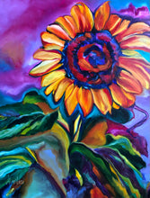Load image into Gallery viewer, Psychedelic Sunflower Art BOLD Sunflower Floral Gallery Wrapped CANVAS Print Bright Modern Contemporary Flower Art Gallery Wrapped Canvas Print Allison Luci Artist Interior Design Home Decor