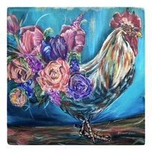 Load image into Gallery viewer, Rooster with Flower Feathers Metal Magnets
