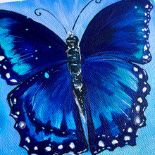 Load image into Gallery viewer, Blue Wings 6" x6" Butterfly Painting - Original - Butterfly Spring Collection