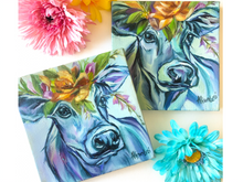 Load image into Gallery viewer, Blue Cow Named Wink - 6 x 6