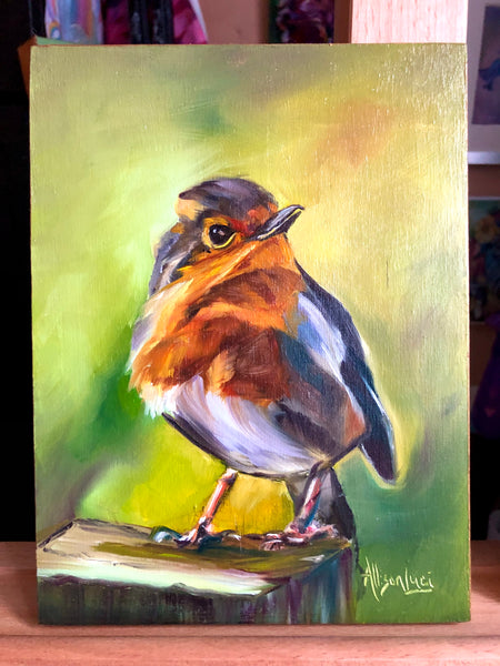 Perseverance Bird Original Oil Painting 6 x 8