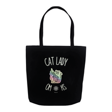 Load image into Gallery viewer, Cat Lady OM Yes! Spiritual Cat Mom Tote Bag - Black