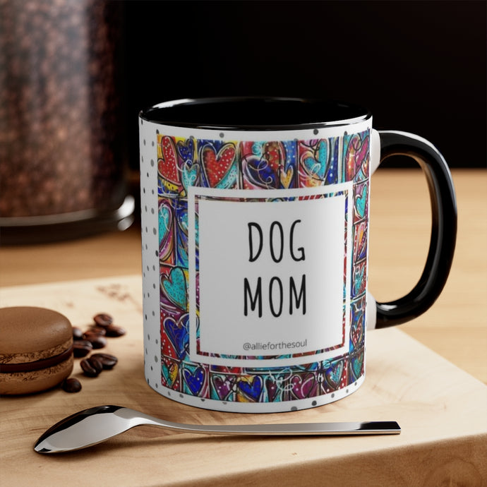 Dog Mom with Heart Art Coffee Mug, 11oz - 3 Colors