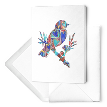 Load image into Gallery viewer, bird lovers heart art greeting cards notecards thank you birthday thinking of you colorful i love you allie for the soul art painting
