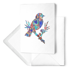 Load image into Gallery viewer, bird lovers heart art greeting cards notecards thank you birthday thinking of you colorful i love you allie for the soul art painting