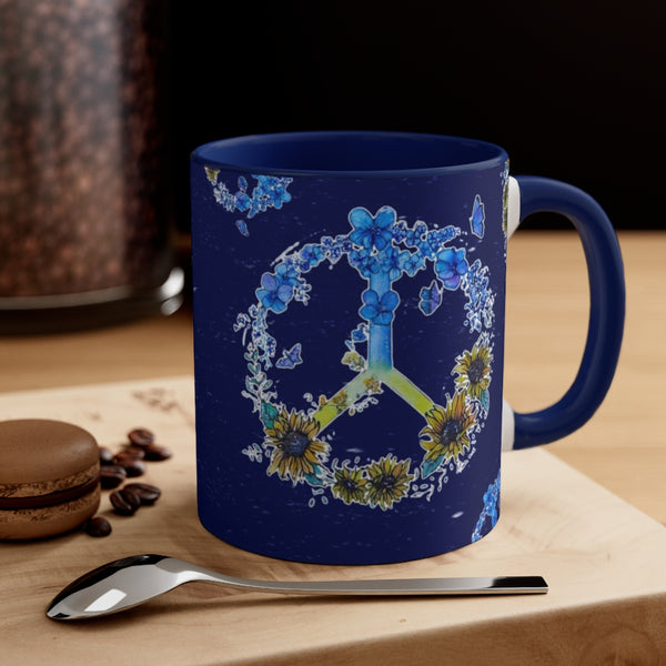 Peace for Ukraine Dark Blue Coffee Mug, 11oz