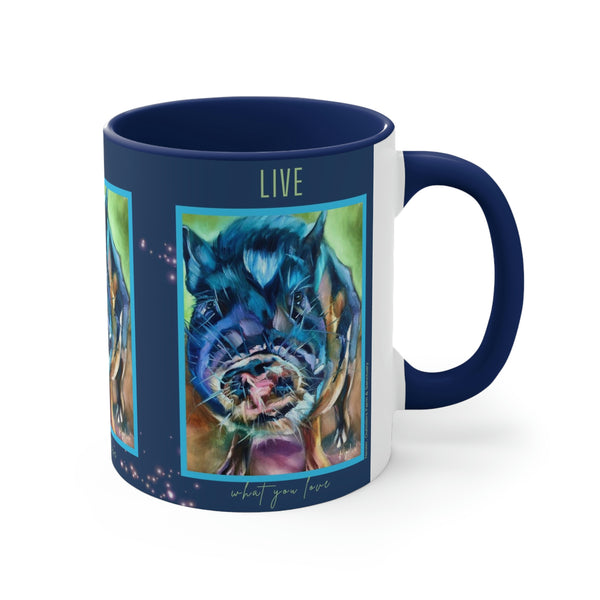Nester Pig Portrait Inspirational Mug Live What you Love - Coffee Mug - 2 colors