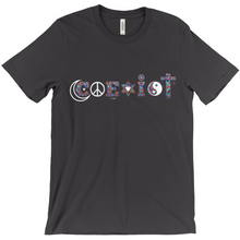Load image into Gallery viewer, coexist free equality love peace harmony allie for the soul heart art happy t-shirt womens ladies mens