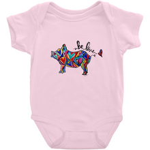 Load image into Gallery viewer, Be Love Piggie Filled with Heart Art Baby Onesie - 4 Colors