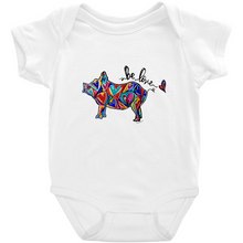 Load image into Gallery viewer, Be Love Piggie Filled with Heart Art Baby Onesie - 4 Colors