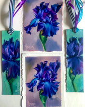 Load image into Gallery viewer, Purple Iris Bookmark Painting Oil on Paper