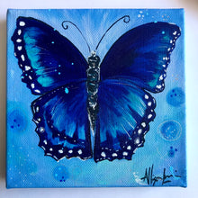 Load image into Gallery viewer, Blue Wings 6" x6" Butterfly Painting - Original - Butterfly Spring Collection