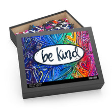 Load image into Gallery viewer, Be Kind Rainbow Heart Art Jigsaw Puzzle
