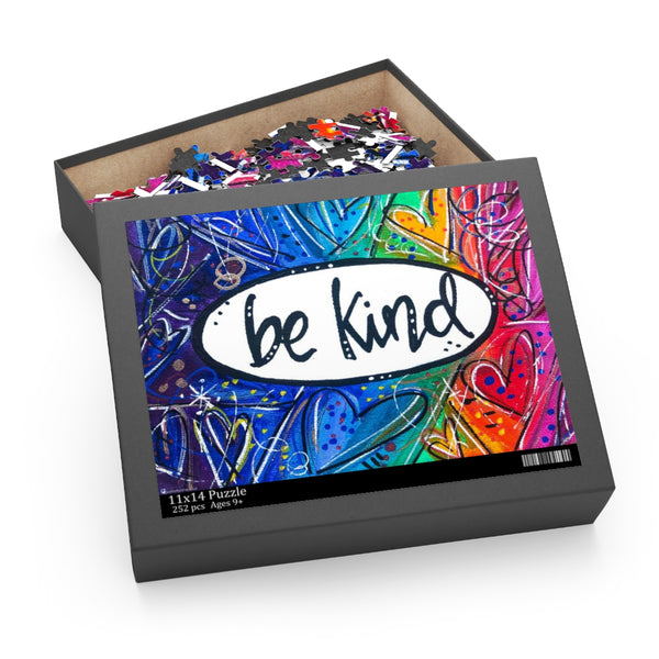 Be Kind Rainbow Heart Art Jigsaw Puzzle