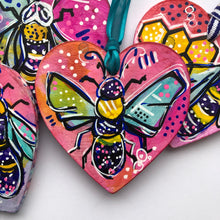 Load image into Gallery viewer, Bee Mine Wood Bee Heart Ornaments