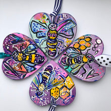 Load image into Gallery viewer, Bee Mine Wood Bee Heart Ornaments