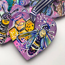 Load image into Gallery viewer, Bee Mine Wood Bee Heart Ornaments