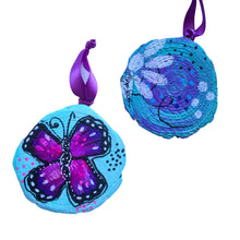 Load image into Gallery viewer, With Brave Wings She Flies Butterfly Tree Slice Ornament Hand Painted - Butterfly Spring Collection
